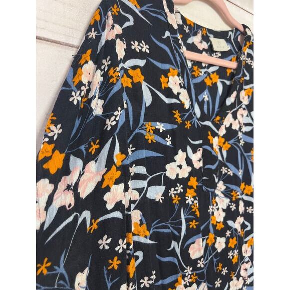 Kaffe Top Size 42 Navy Short Sleeves Floral Print - Picture 2 of 6